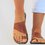 Brown Flat Heel Leather Daily Summer Flats