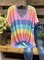 Striped V Neck Casual Cotton-Blend Short Sleeve Tops