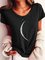 Black Moon Printed Club Daily Casual Short Sleeve Shift Tee
