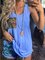 Blue Paneled Plain Crew Neck Casual Shirts & Tops
