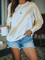 Women Crew Neck Casual Color-Block Cotton-Blend Tie-dyed Top