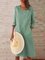 Solid Pockets Midi Dress 3/4 Sleeve Dresses