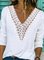 Long Sleeve V Neck Solid Casual Shirt
