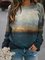 Scenery printed crew neck casual sweatshirt