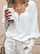 V Neck Long Sleeve Cotton-Blend Sweater