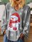 Print V-Neck Long Sleeves Casual Christmas Blouse