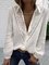 Long Sleeve Lace Cotton-blend Shawl Collar Casual Winter White Shirt