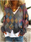 Plus size Geometric Long Sleeve Outerwear