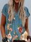 V Neck Floral Casual Short Sleeve Shirts & Tops