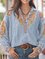 Vintage V Neck Long Sleeve Floral Shirts & Tops