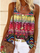 Plus size Boho Sleeveless Printed Shirts & Tops