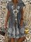 New Women Chic Plus Size Vintage Boho Hippie Holiday V Neck Cotton Short Sleeve Dresses