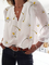 Long Sleeve Shift Casual V Neck Shirts & Tops