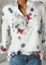 V Neck 3/4 Sleeve Cotton-Blend Casual Shirts & Tops