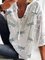 Printed Casual 3/4 Sleeve Cotton-Blend Shirts & Tops