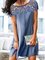 Eyelet Short Sleeve Solid Crew Neck Dress