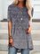 Round Neck Casual Short Sleeve Tribal Shirts & Tops