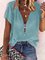 Cotton-Blend Short Sleeve Casual Shirts & Tops