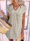A-Line Vintage Short Sleeve Striped Texture Dresses