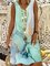 V Neck Printed Beach Holiday Casual Shift Dresses