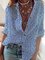 V Neck Cotton-Blend 3/4 Sleeve Holiday Shirts & Tops