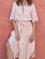Cotton-Blend Stripes Half Sleeve Shift Dresses