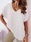Casual Short Sleeve Cotton-Blend V Neck Shirts & Tops