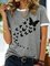 Crew Neck Cotton-Blend Casual Butterfly Shirts & Tops