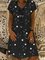 Vintage Star Moon Printed Casual V Neck Short Sleeve Dresses