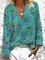Floral Long Sleeve V Neck Casual Shirts & Tops