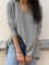 Casual Plain Long Sleeve V-Neck Shirts & Tops
