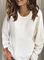 Long Sleeve Cotton-Blend Plain Crew Neck Shirts & Tops