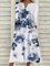Vintage Long Sleeve Floral V Neck Dresses