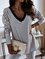 Long Sleeve Shift Work V Neck Shirts & Tops