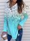 Long Sleeve Floral-Print Shift Ombre/Tie-Dye Shirts & Tops