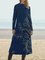 Vacation Flower Print Round Neck Long Sleeve Casual Maxi Dresses