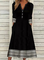 V Neck Cotton Blends Dresses