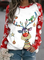 Women Casual Christmas Deer With Decorations Crew Neck Long Sleeve Sweatshirt