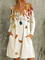 Cotton Blends Crew Neck Leaves Dresses