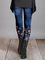 Floral Skinny Pants Blue plum elegant leggings