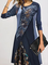 Long sleeve round neck geometric elastic a-hem medium length dress
