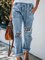 Casual Floral Denim Pants(accessory not included)