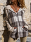 Checked/Plaid Casual Hooded Outerwear