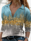 Color Block Lapel Regular Fit Cotton Blends Casual Shirts & Tops