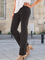 Plain color patterned patch pocket elastic fit slim pants Plus Size