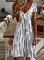 Striped Loosen V Neck Short Sleeve Woven Dress