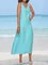 Cotton leprosy plain color no pattern loose a-hem Holiday midi Dress Plus
