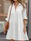 Plain Casual V-neck Long-sleeved Shirt Dress