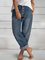 Blue Casual Buttoned Pants Denim Trousers