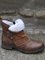 Brown Pu Low Heel Booties